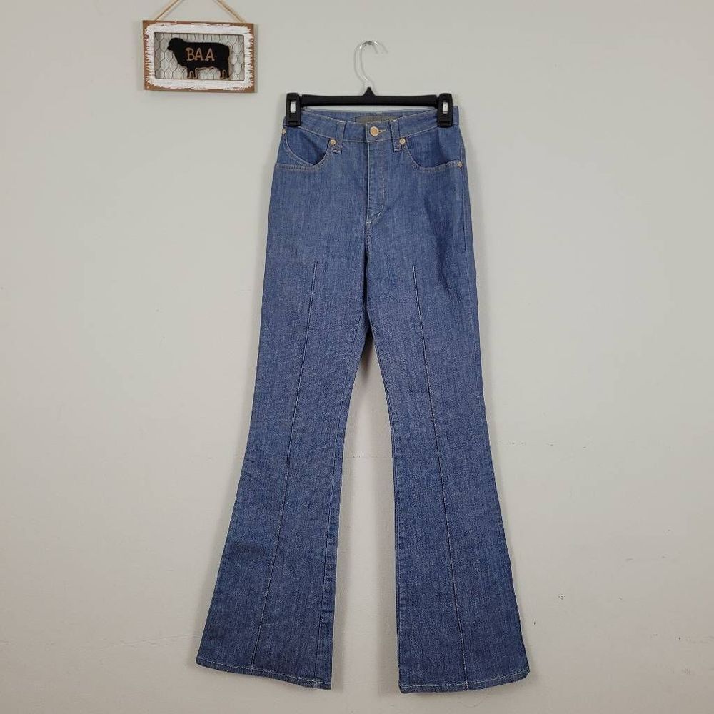 Superfine High Waisted Flare Jeans Sz 25‎ Made in Italy